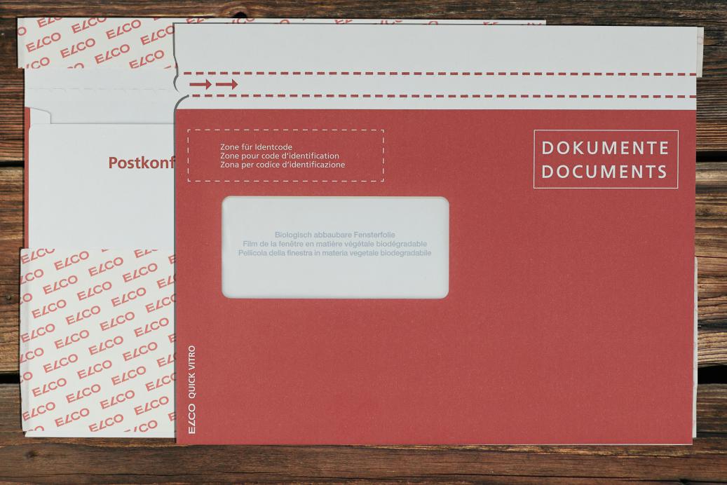 Begleitpapiertaschen mit Fenster C5 162x229 mm Haftklebend Rot 110 g/qm Zero Plastic